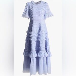 Ruffled blue formal dress
